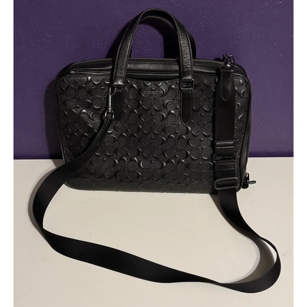 Coach Beckett Slim Brief Laptop Carrier Signature Crossgrain Leather F72977